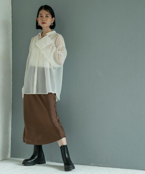 coen(コーエン)の「シャドーストライプシャツ(シャツ/ブラウス・レディース・ホワイト/ブラック/ライトブルー・L/M)」の8枚目の写真