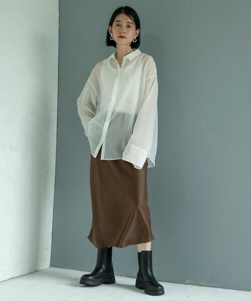 coen(コーエン)の「シャドーストライプシャツ(シャツ/ブラウス・レディース・ホワイト/ブラック/ライトブルー・L/M)」の12枚目の写真