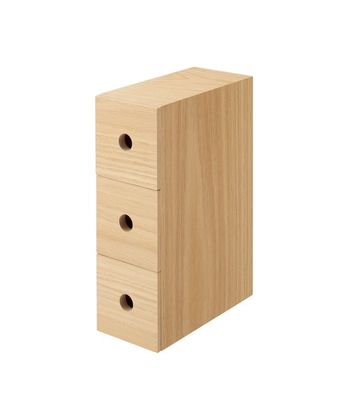 木製小物収納3段 約幅8．4×奥行17×高さ25．2cm（収納グッズ