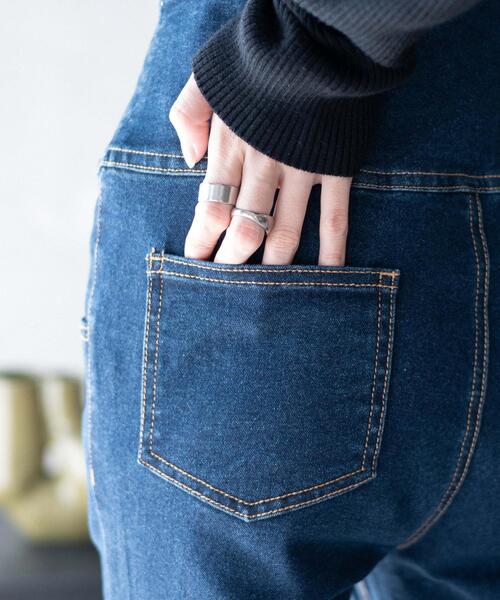 WEGO(ウィゴー)の「WEGO/ハイウエストストレッチデニムフレアパンツ(デニムパンツ・レディース・ブラック/ダークインディゴブルー・X-SMALL/SMALL/MEDIUM)」の8枚目の写真