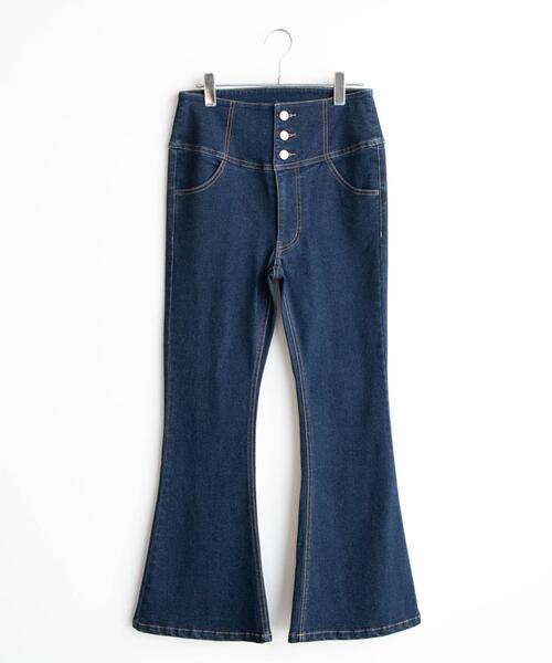 WEGO(ウィゴー)の「WEGO/ハイウエストストレッチデニムフレアパンツ(デニムパンツ・レディース・ブラック/ダークインディゴブルー・X-SMALL/SMALL/MEDIUM)」の19枚目の写真