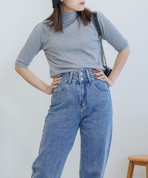 aimoha（アイモハ）の「ニットトップス (SS)（ニット/セーター・レディース・チョコ/オフホワイト/ブラック/グレー/グリーン・MEDIUM/X-LARGE/LARGE）」の4枚目の写真