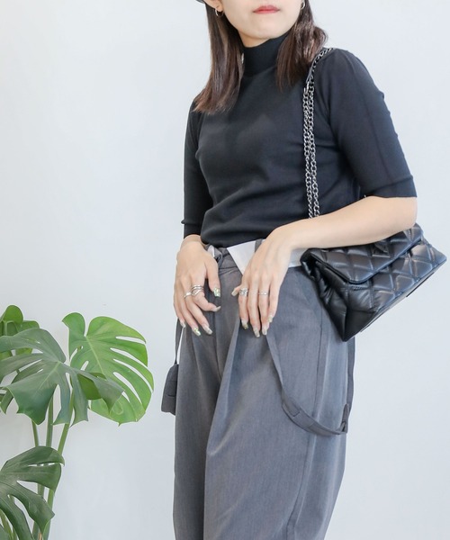 aimoha（アイモハ）の「ニットトップス (SS)（ニット/セーター・レディース・チョコ/オフホワイト/ブラック/グレー/グリーン・MEDIUM/X-LARGE/LARGE）」の3枚目の写真