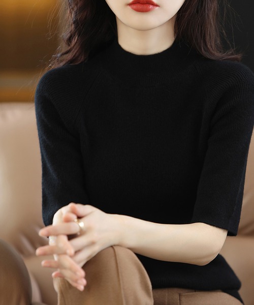 aimoha（アイモハ）の「ニットトップス (SS)（ニット/セーター・レディース・チョコ/オフホワイト/ブラック/グレー/グリーン・MEDIUM/X-LARGE/LARGE）」の8枚目の写真