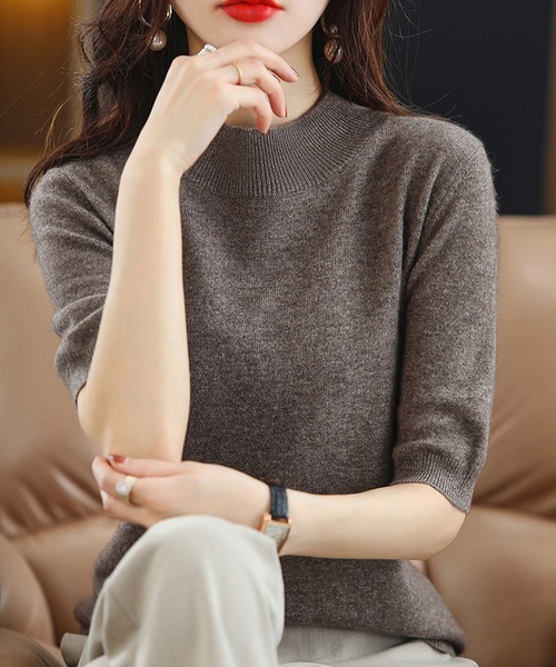 aimoha（アイモハ）の「ニットトップス (SS)（ニット/セーター・レディース・チョコ/オフホワイト/ブラック/グレー/グリーン・MEDIUM/X-LARGE/LARGE）」の9枚目の写真