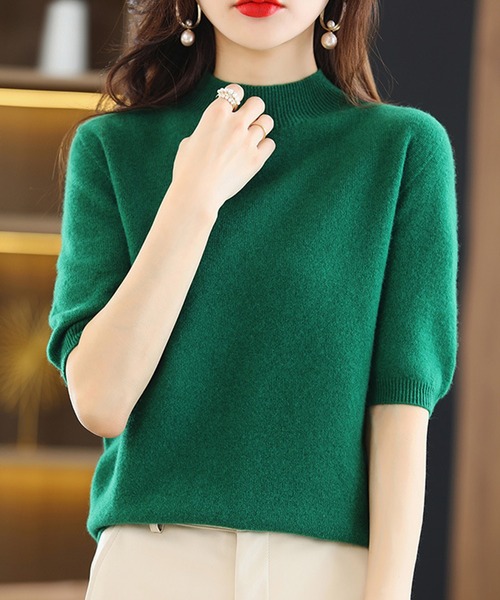 aimoha（アイモハ）の「ニットトップス (SS)（ニット/セーター・レディース・チョコ/オフホワイト/ブラック/グレー/グリーン・MEDIUM/X-LARGE/LARGE）」の10枚目の写真