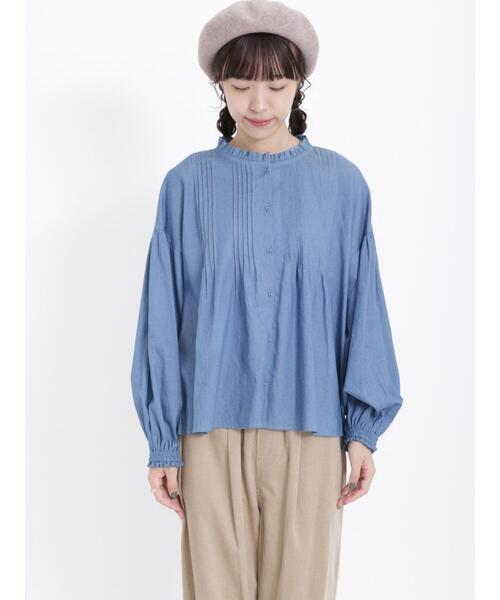 Samansa Mos2（サマンサ モスモス）の「デニム襟フリルピンタックブラウス（シャツ/ブラウス・レディース・ブルー/ネイビー・F）」の11枚目の写真