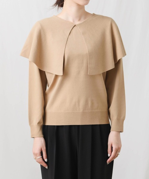 Gready Brilliant(グレディブリリアン)の「ケープ衿前後2wayニット(ニット/セーター・レディース・ネイビー/キャメル・38)」の19枚目の写真