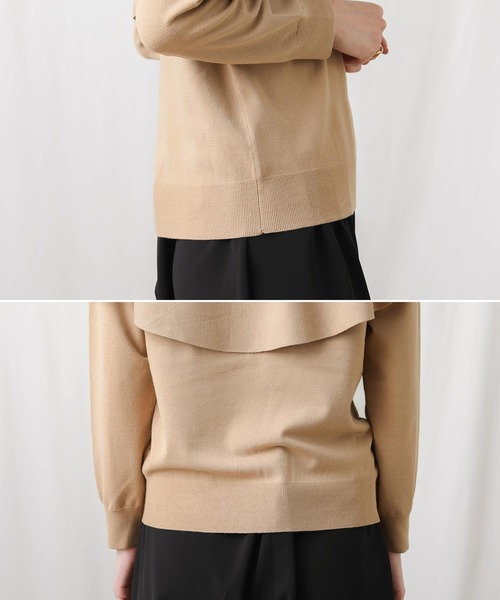 Gready Brilliant(グレディブリリアン)の「ケープ衿前後2wayニット(ニット/セーター・レディース・ネイビー/キャメル・38)」の22枚目の写真