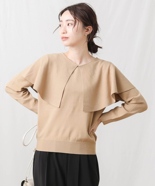 Gready Brilliant(グレディブリリアン)の「ケープ衿前後2wayニット(ニット/セーター・レディース・ネイビー/キャメル・38)」の7枚目の写真