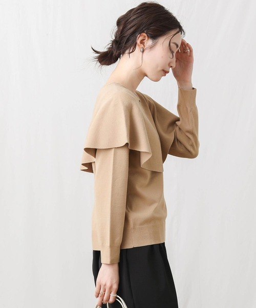 Gready Brilliant(グレディブリリアン)の「ケープ衿前後2wayニット(ニット/セーター・レディース・ネイビー/キャメル・38)」の8枚目の写真