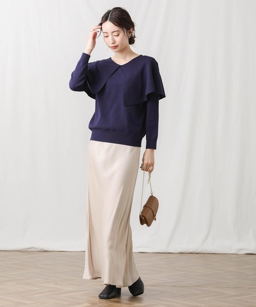 Gready Brilliant(グレディブリリアン)の「ケープ衿前後2wayニット(ニット/セーター・レディース・ネイビー/キャメル・38)」の11枚目の写真