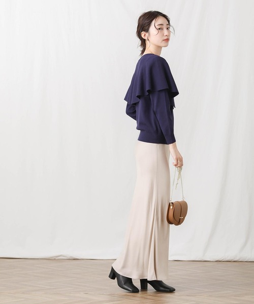 Gready Brilliant(グレディブリリアン)の「ケープ衿前後2wayニット(ニット/セーター・レディース・ネイビー/キャメル・38)」の12枚目の写真