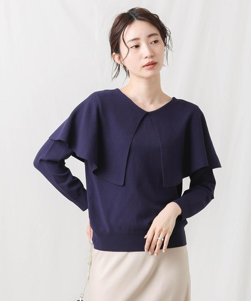 Gready Brilliant(グレディブリリアン)の「ケープ衿前後2wayニット(ニット/セーター・レディース・ネイビー/キャメル・38)」の15枚目の写真