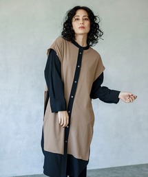 レイヤードロングブラウス