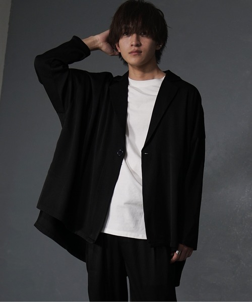 MinoriTY(マイノリティ)の「【MinoriTY】とろみ素材ドルマンビッグジャケット テーラードジャケット ビッグシルエット ルーズフィット メンズ(テーラードジャケット・メンズ・ブラック/ブラウン/グリーン/ブルーグレー/モスグリーン/モカ・S/M/L)」の13枚目の写真