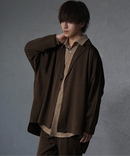 MinoriTY(マイノリティ)の「【MinoriTY】とろみ素材ドルマンビッグジャケット テーラードジャケット ビッグシルエット ルーズフィット メンズ(テーラードジャケット・メンズ・ブラック/ブラウン/グリーン/ブルーグレー/モスグリーン/モカ・S/M/L)」の21枚目の写真