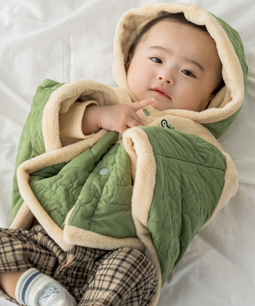 SLAP SLIP BABY（スラップスリップベビー）の「【お揃い】恐竜キルト総柄ボアマントベビー(50~90cm)（その他ベビーウェア・キッズ・ネイビー/グリーン・FREE）」の6枚目の写真