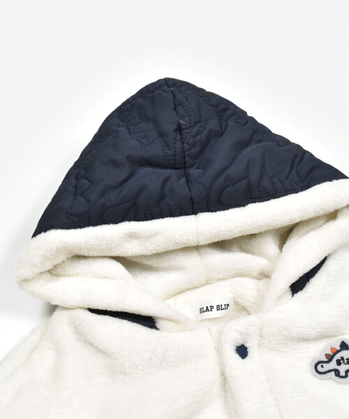 SLAP SLIP BABY（スラップスリップベビー）の「【お揃い】恐竜キルト総柄ボアマントベビー(50~90cm)（その他ベビーウェア・キッズ・ネイビー/グリーン・FREE）」の9枚目の写真
