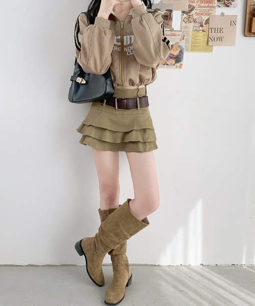 ECLIN（エクラン）の「フリルティアードミニスカート（ベルト付き）（スカート・レディース・ベージュ/ブラック/モカ・M/S）」の14枚目の写真