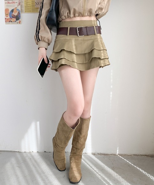 ECLIN（エクラン）の「フリルティアードミニスカート（ベルト付き）（スカート・レディース・ベージュ/ブラック/モカ・M/S）」の15枚目の写真