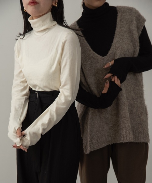 lawgy（ラウジー）の「simple turtleneck pullover（Tシャツ/カットソー・レディース・ブラック/アイボリー・FREE）」の12枚目の写真