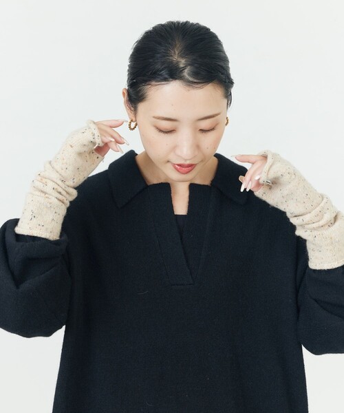 FREAK'S STORE(フリークスストア)の「限定展開 ネップ ニット アームウォーマー(アームカバー・レディース・ブラック/ブルー/ナチュラル・ONE SIZE)」の5枚目の写真