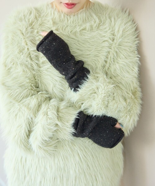 FREAK'S STORE(フリークスストア)の「限定展開 ネップ ニット アームウォーマー(アームカバー・レディース・ブラック/ブルー/ナチュラル・ONE SIZE)」の10枚目の写真