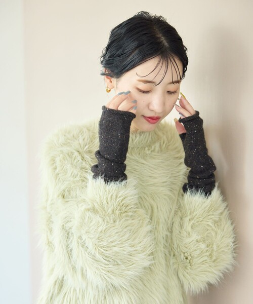 FREAK'S STORE(フリークスストア)の「限定展開 ネップ ニット アームウォーマー(アームカバー・レディース・ブラック/ブルー/ナチュラル・ONE SIZE)」の9枚目の写真