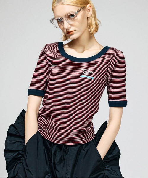 MILLER（ミラー）の「BORDER T-SHIRT(CUP IN)feat.miller（Tシャツ/カットソー・レディース・イエロー/グリーン/レッド/ブルー・FREE）」の4枚目の写真