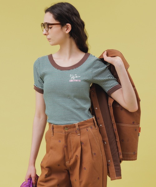 MILLER（ミラー）の「BORDER T-SHIRT(CUP IN)feat.miller（Tシャツ/カットソー・レディース・イエロー/グリーン/レッド/ブルー・FREE）」の2枚目の写真