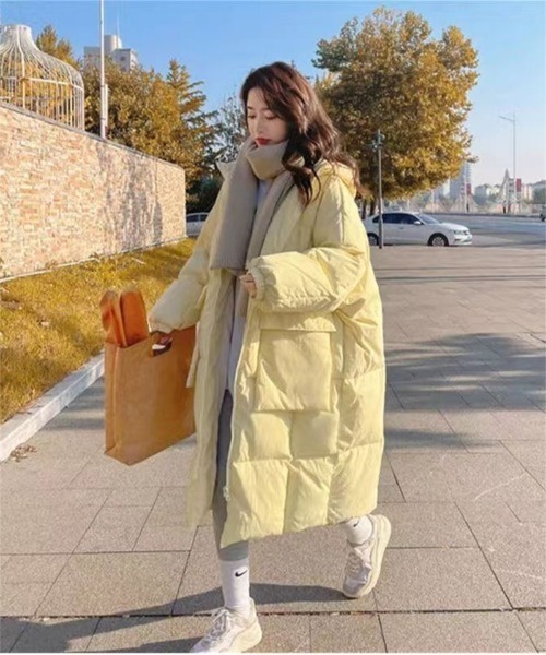 Ritzy(リッツィー)の「オーバーサイズ スタンドカラー エコダウンコート(ダウンジャケット/コート・レディース・イエロー/ホワイト/ブラック・M/L)」の3枚目の写真