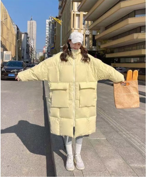 Ritzy(リッツィー)の「オーバーサイズ スタンドカラー エコダウンコート(ダウンジャケット/コート・レディース・イエロー/ホワイト/ブラック・M/L)」の19枚目の写真