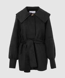 Wool Big Collar Belt Jacket