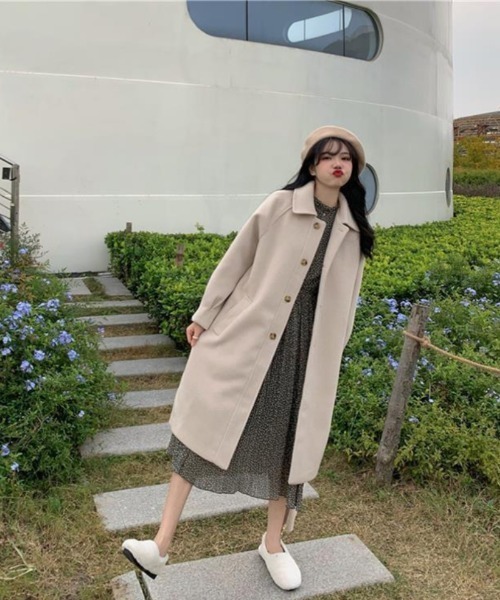 おしゃれスタ(オシャレスタ)の「シンプルステンカラーコート(ステンカラーコート・レディース・ホワイト/ブラック・S/L/M/XL)」の4枚目の写真