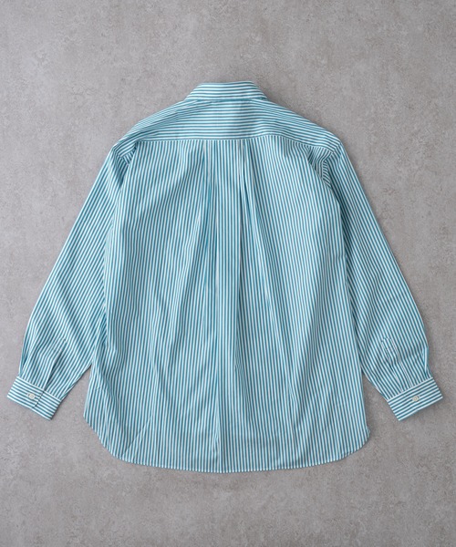BRICK & SONS(ブリックアンドサンズ)の「&リラックスバックプリーツシャツ<ターコイズストライプ>(シャツ/ブラウス・メンズ・ターコイズブルー・S/L/M/XS)」の2枚目の写真