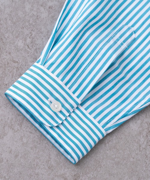 BRICK & SONS(ブリックアンドサンズ)の「&リラックスバックプリーツシャツ<ターコイズストライプ>(シャツ/ブラウス・メンズ・ターコイズブルー・S/L/M/XS)」の5枚目の写真