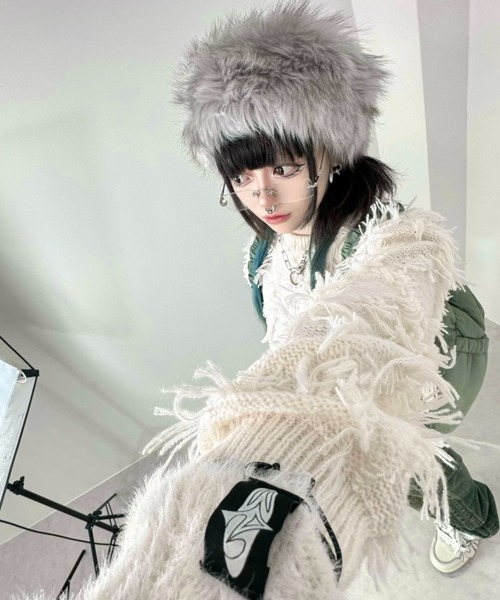 XU(エックスユー)の「ストリートファッション XU エックスユー fur hat ファーハット モコモコ帽子(ハット・レディース・グレー/アイボリー/ブラック/ピンク/ブラウン・ONE SIZE)」の3枚目の写真