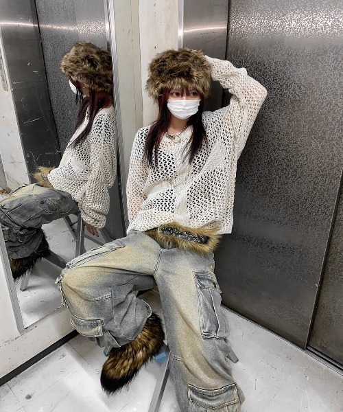XU(エックスユー)の「ストリートファッション XU エックスユー fur hat ファーハット モコモコ帽子(ハット・レディース・グレー/アイボリー/ブラック/ピンク/ブラウン・ONE SIZE)」の12枚目の写真