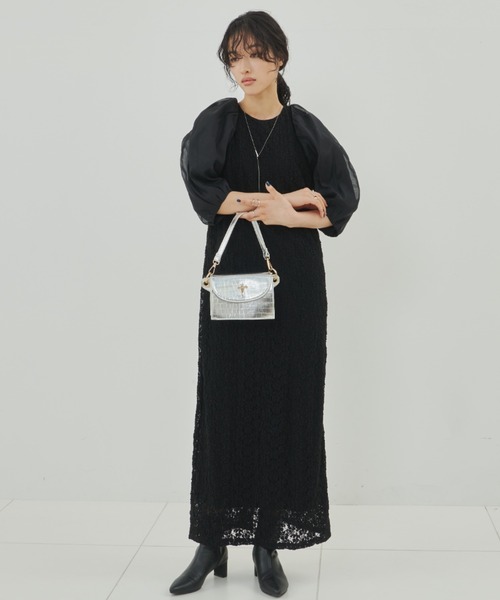 Aunt Marie's(アントマリーズ)の「型押しミニスクエアショルダー/ウォレットショルダー(ショルダーバッグ・レディース・グレー/ブラック/シルバー・FREE)」の10枚目の写真