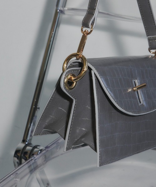 Aunt Marie's(アントマリーズ)の「型押しミニスクエアショルダー/ウォレットショルダー(ショルダーバッグ・レディース・グレー/ブラック/シルバー・FREE)」の14枚目の写真