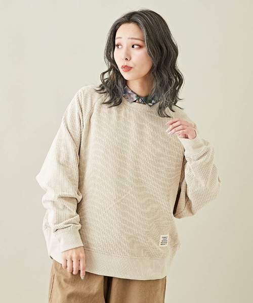 CUBE SUGAR(キューブシュガー)の「コーデュロイドルマンスリーブプルオーバー(その他トップス・レディース・ブラック系その他/ナチュラル/ヘザーチャコール/ブラウン/マルチ・M)」の4枚目の写真
