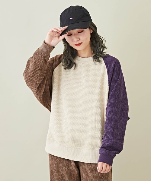 CUBE SUGAR(キューブシュガー)の「コーデュロイドルマンスリーブプルオーバー(その他トップス・レディース・ブラック系その他/ナチュラル/ヘザーチャコール/ブラウン/マルチ・M)」の5枚目の写真