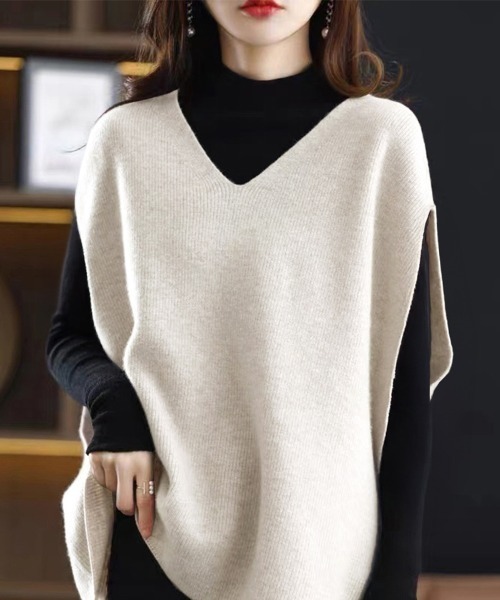 セール】【新色追加】ニットベスト レディースチョッキ 重ね着（ベスト