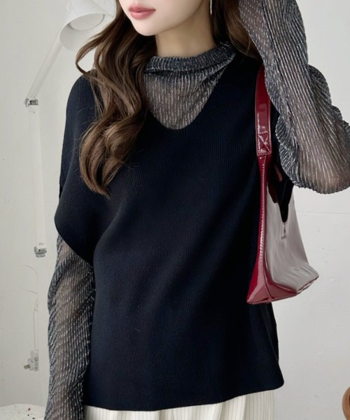 セール】【新色追加】ニットベスト レディースチョッキ 重ね着（ベスト