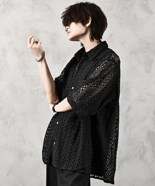 loose silhouette lace/sheer shirt/ルーズシルエットレース シアー 