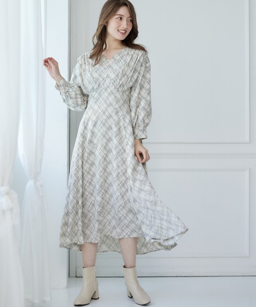 12Twelve Agenda（トゥエルブ　アジェンダ）の「バイアスチェック柄ワンピース（ワンピース・レディース・ブルー/オフホワイト/ブラック・M）」の8枚目の写真