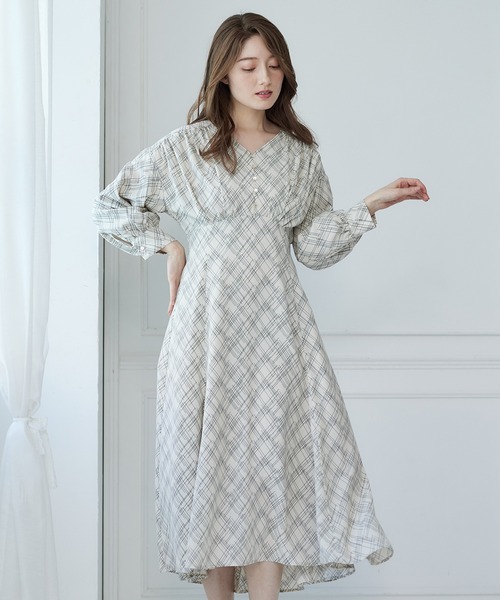 セール】バイアスチェック柄ワンピース（ワンピース）｜12Twelve