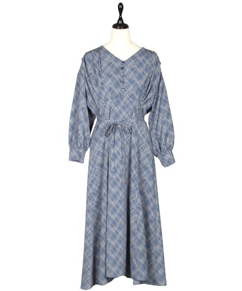 12Twelve Agenda（トゥエルブ　アジェンダ）の「バイアスチェック柄ワンピース（ワンピース・レディース・ブルー/オフホワイト/ブラック・M）」の19枚目の写真