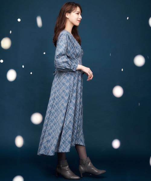 セール】バイアスチェック柄ワンピース（ワンピース）｜12Twelve